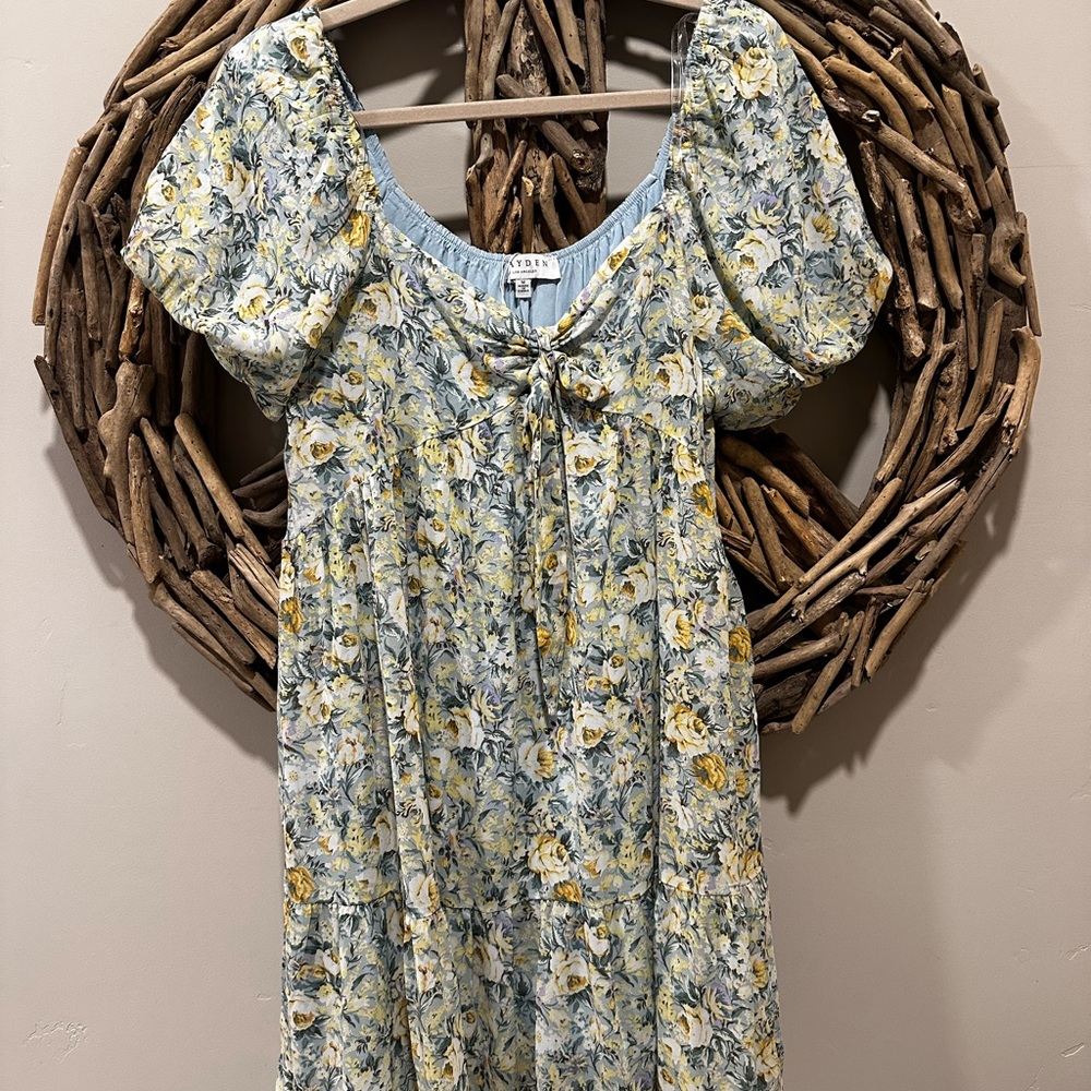 Hayden Floral Mini Dress - Blue and Yellow